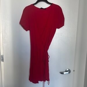 Audrey 3+1 Red Tie Front Sheath Mini Dress